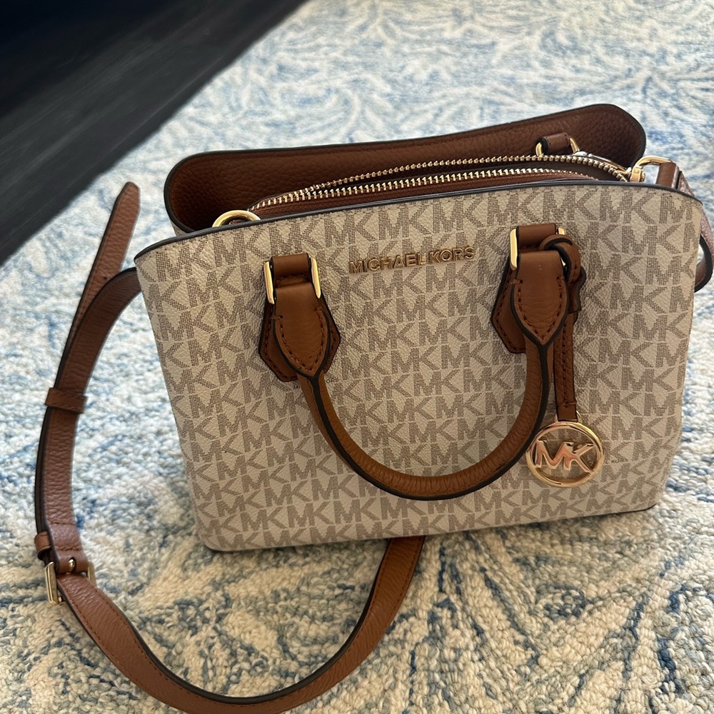 Michael Kors Tan and Brown Signature Satchel